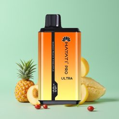 Hayati Pro Ultra 15000 Puffs Disposable Vape Mangas Persikas Ananasas, 850mAh, 2×12ml, 2%